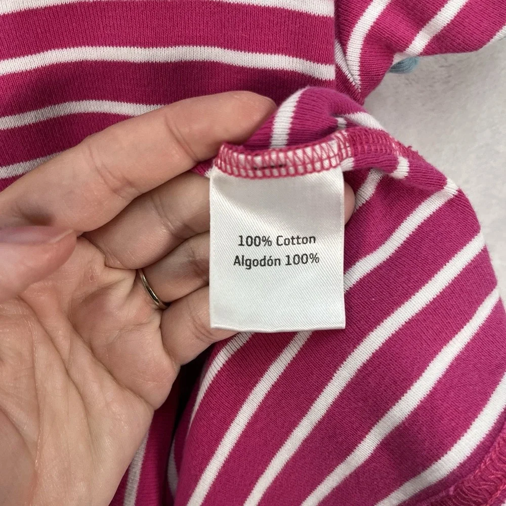 Hanna Andersson Button Front Striped Dress Girls 5-6Y Summer Coastal Cotton